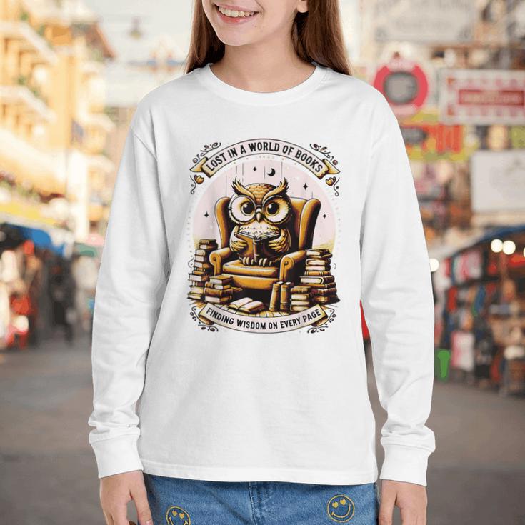 Wise Owl Reading Books Youth Long Sleeve Tee