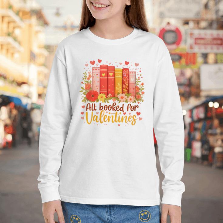 Women's All Booked For Valentine Teacher Valentines Reading Book Youth Long Sleeve Tee