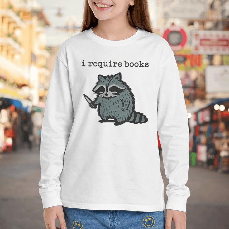 Women's i Require Books Raccoon Youth Long Sleeve Tee