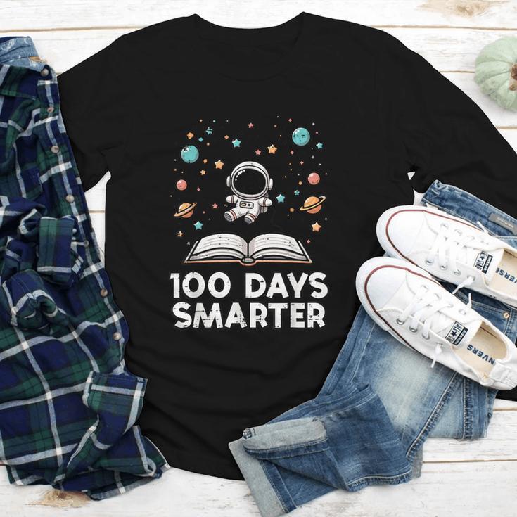 100 Days Smarter Astronaut Book 100th Day Girls Kids Women Youth Long Sleeve Tee