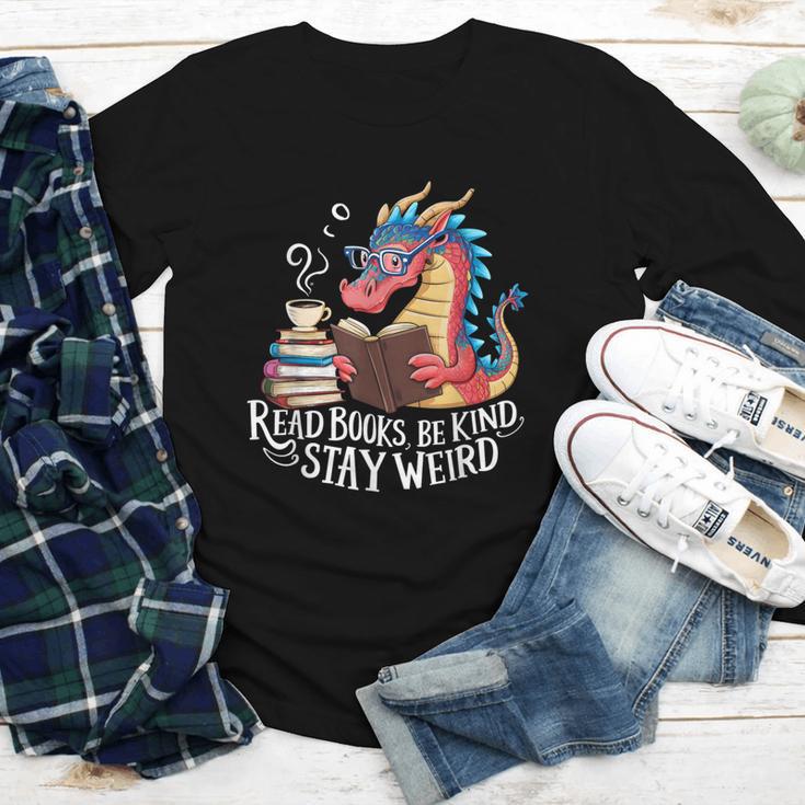 Adorable Book Lover Dragon Read Books Be Kind Stay Weird Youth Long Sleeve Tee