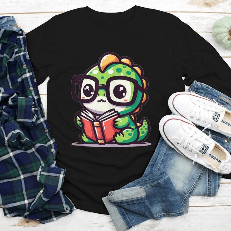 Adorable Book Lover Iguana With Reading Glasses Cute Youth Long Sleeve Tee
