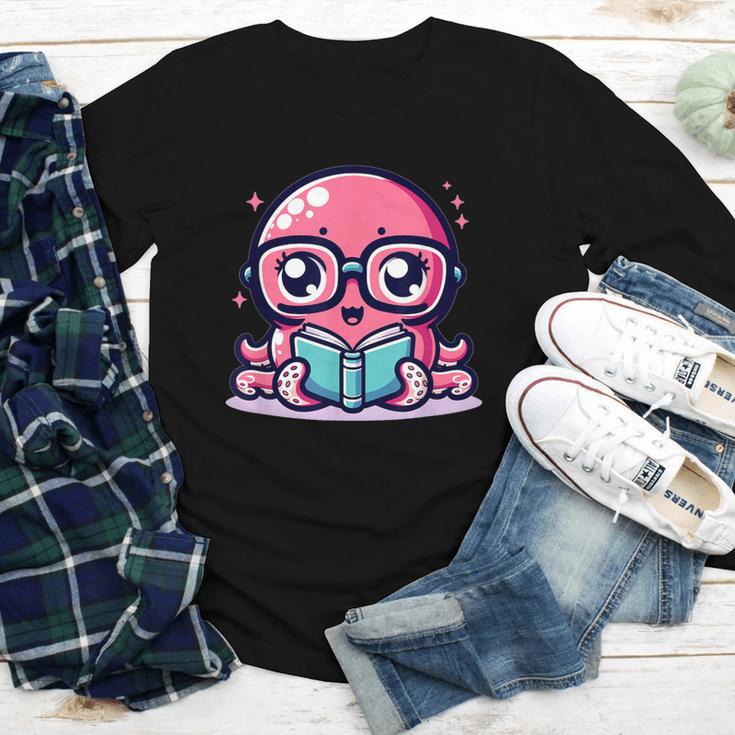 Adorable Book Lover Octopus With Reading Glasses Cute Youth Long Sleeve Tee Adorable Book Lover Octopus With Reading Glasses Cute Youth Long Sleeve Tee