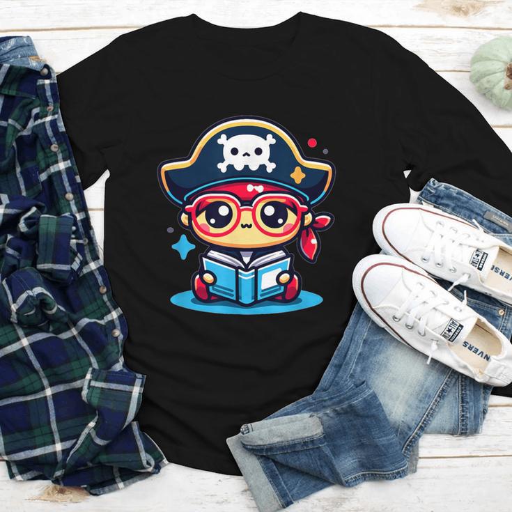Adorable Book Lover Pirate With Reading Glasses Cute Youth Long Sleeve Tee Adorable Book Lover Pirate With Reading Glasses Cute Youth Long Sleeve Tee