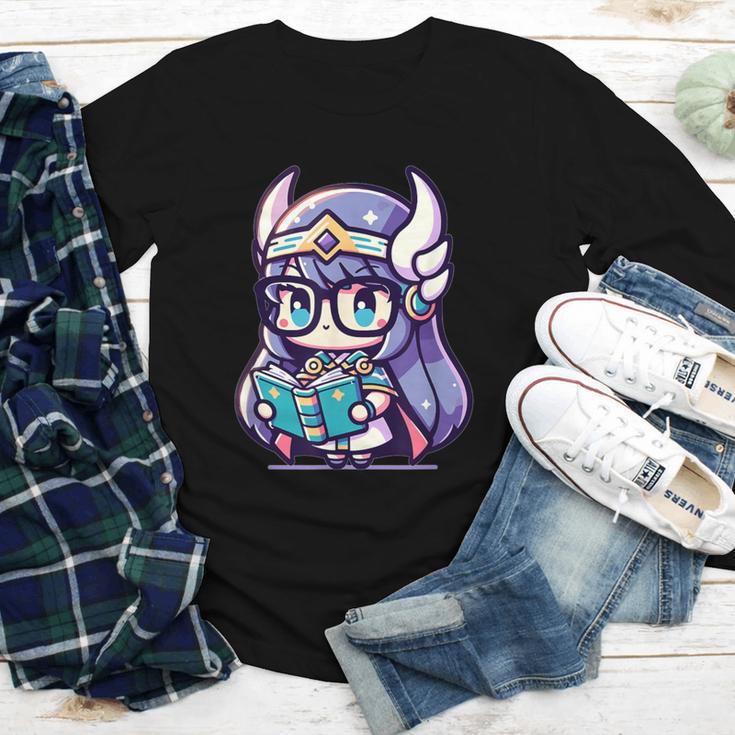 Adorable Book Lover Valkyrie With Reading Glasses Cute Youth Long Sleeve Tee