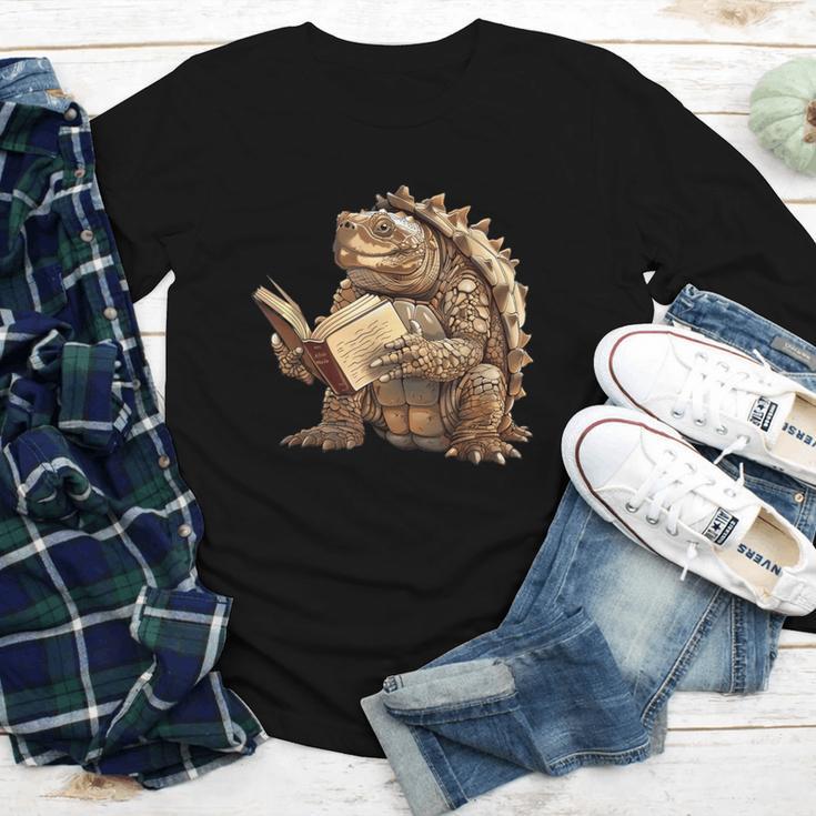 Alligator Snapping Turtle Reading A Book Youth Long Sleeve Tee