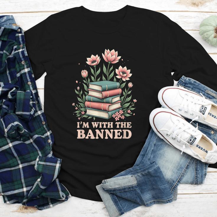 Im With The Banned Floral Flower Book Lover Youth Long Sleeve Tee