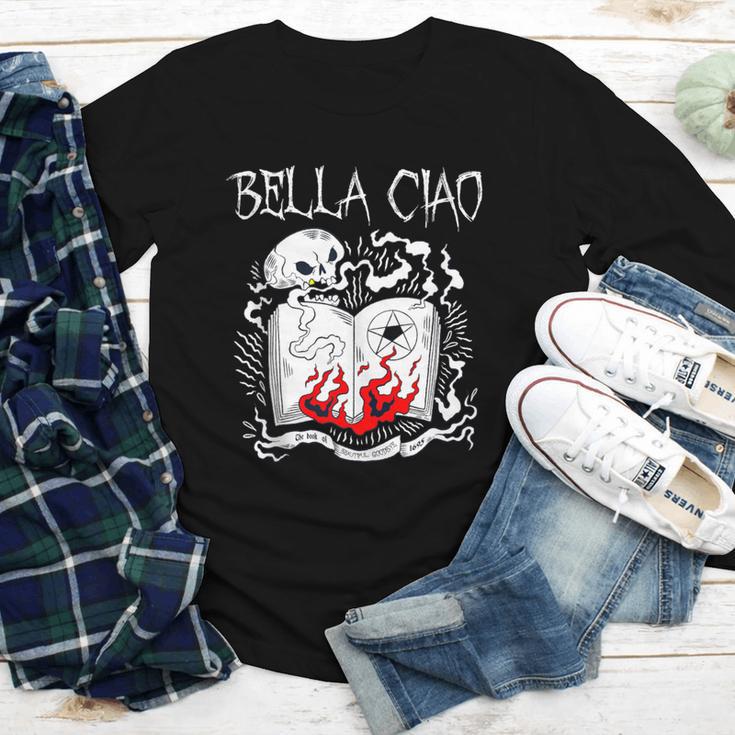 Bella Ciao Goodbye Beautiful Skull Book Of Dark Magic Occult Youth Long Sleeve Tee