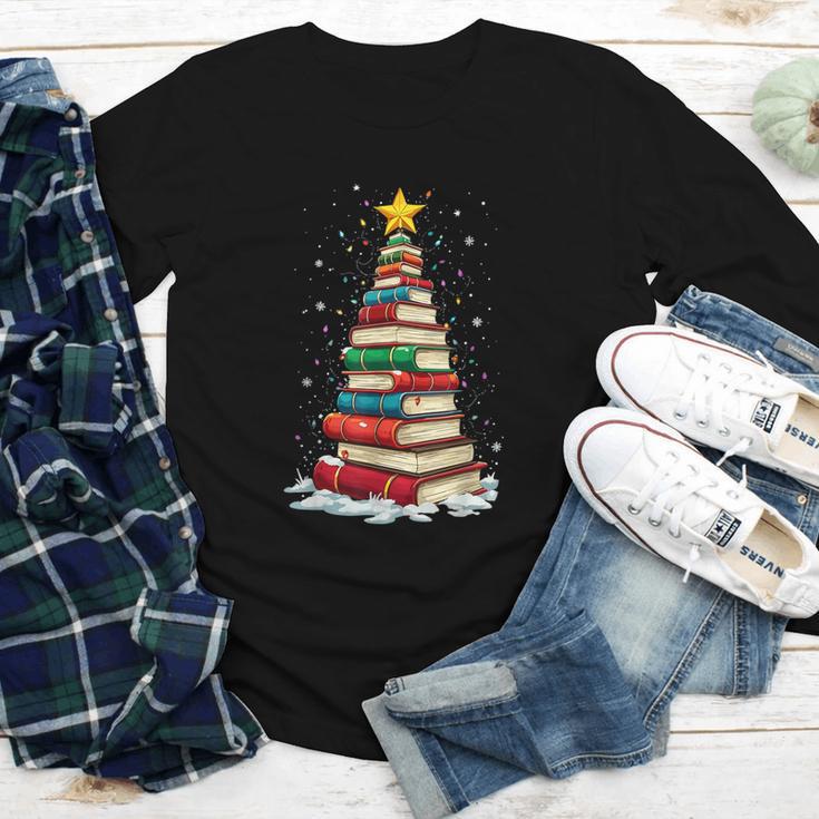 Book Christmas Tree Book Lover Teacher Librarian Youth Long Sleeve Tee