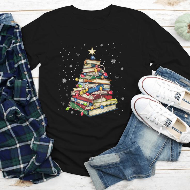 Book Christmas Tree Teacher Book Lover Crew Neck Modern Classic Christmas Small Short Sleeve -Adults -Kids Youth Long Sleeve Tee