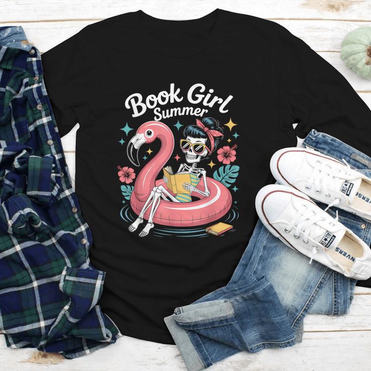 Book Girl Summer Skeleton Reading Books Lovers Beach Youth Long Sleeve Tee