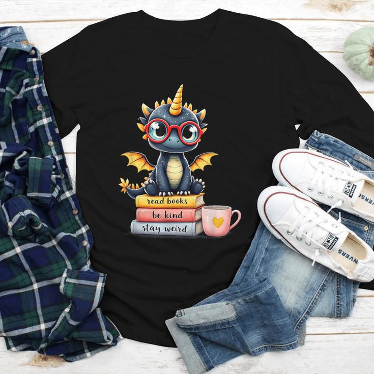 Book Lover Cute Baby Dragon Reading Youth Long Sleeve Tee