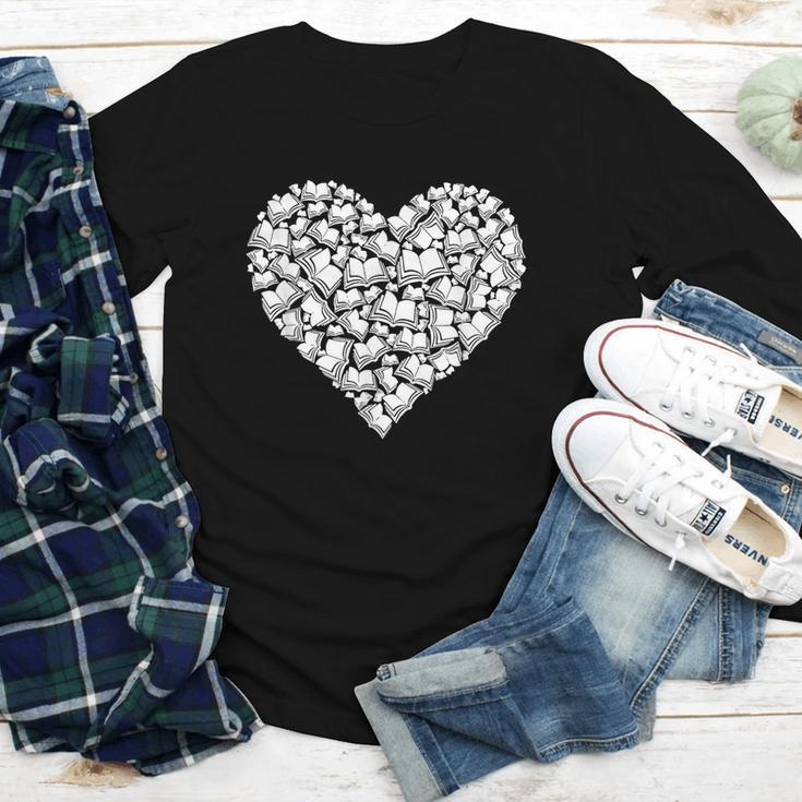 Book Lover Heart Shape Reading Librarian Library Teacher Youth Long Sleeve Tee