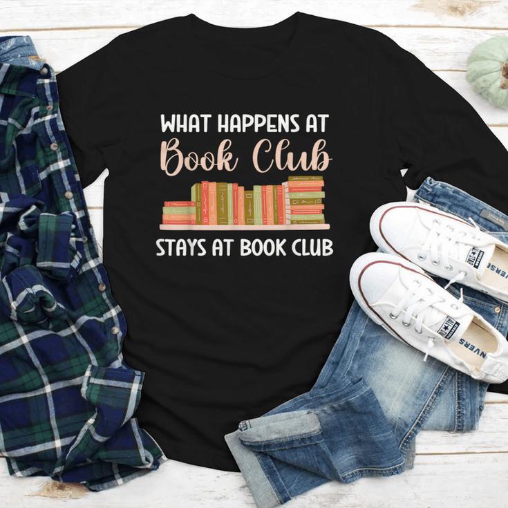 Book Lover Humor What Happens At Book Club Stays Youth Long Sleeve Tee