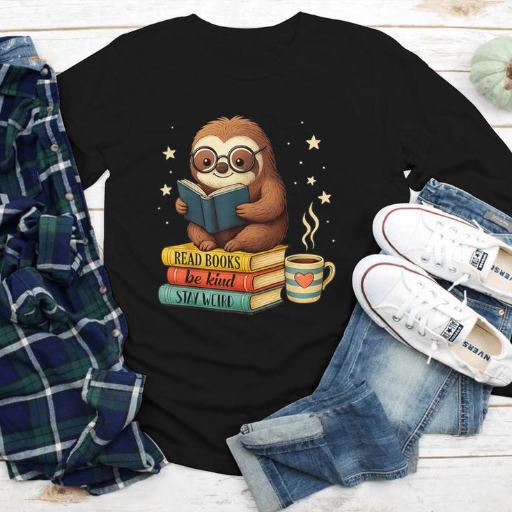 Book Lover Sloth Reading Bookish Library Read Books Be Kind Youth Long Sleeve Tee