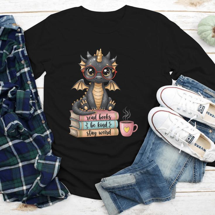Book Lover Stay Weird Be Kind Read Books Baby Dragon Youth Long Sleeve Tee
