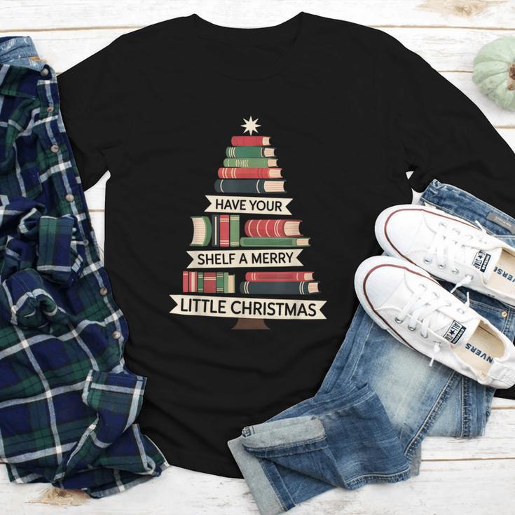 Book Merry Little Christmas Tree Holiday Youth Long Sleeve Tee