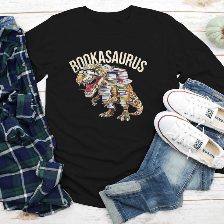 Book Reading Dinosaur T-Rex Dino Bookworm Youth Long Sleeve Tee