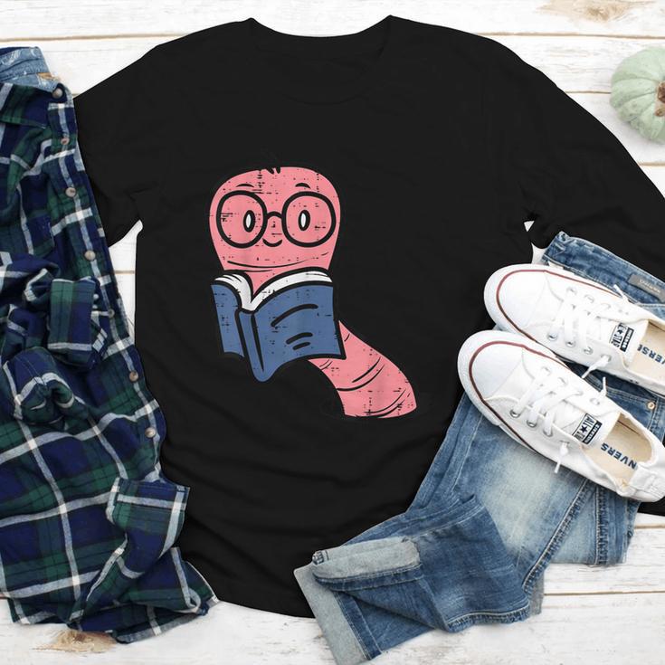 Book Worm Pun Read Reading Librarian America Men Women Kids Youth Long Sleeve Tee