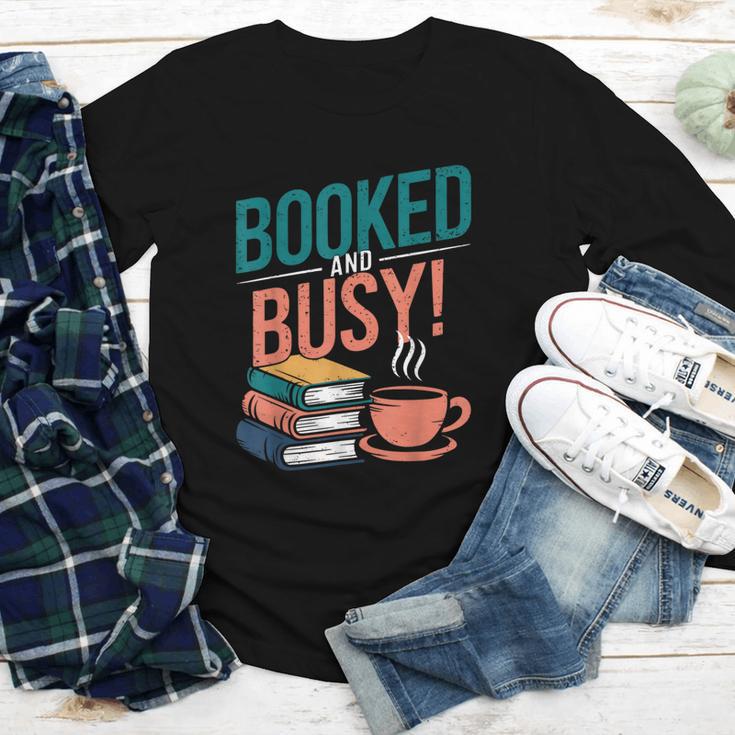 Booked And Busy Cool Coffee Reading Relaxing Books Youth Long Sleeve Tee