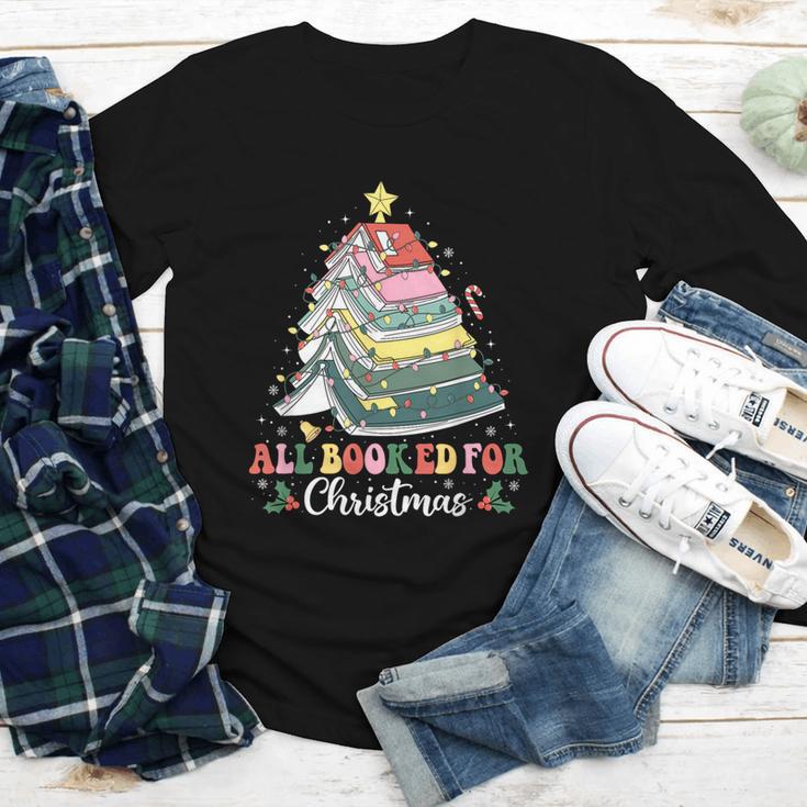 All Booked For Christmas Book Tree Lights Christmas Library Youth Long Sleeve Tee