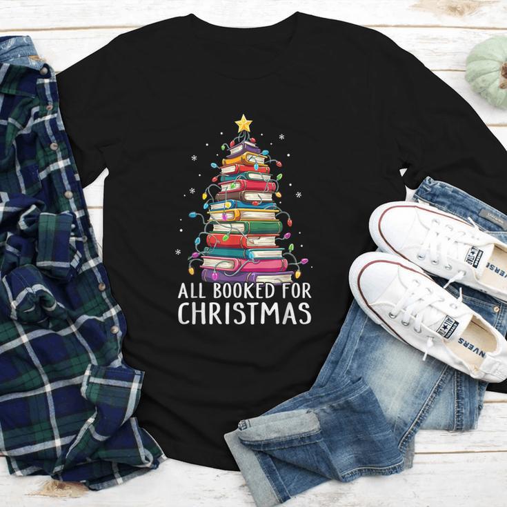 All Booked For Christmas Book Christmas Tree Lights Youth Long Sleeve Tee