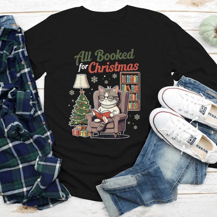 All Booked For Christmas Cute Bookish Cat Lover Youth Long Sleeve Tee