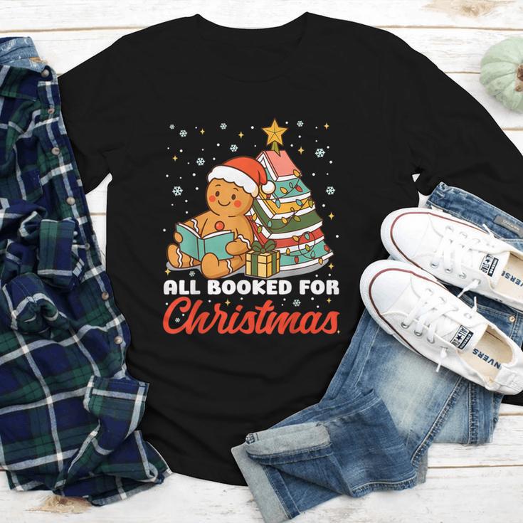 All Booked For Christmas Gingerbread Christmas Tree Book Kid Youth Long Sleeve Tee