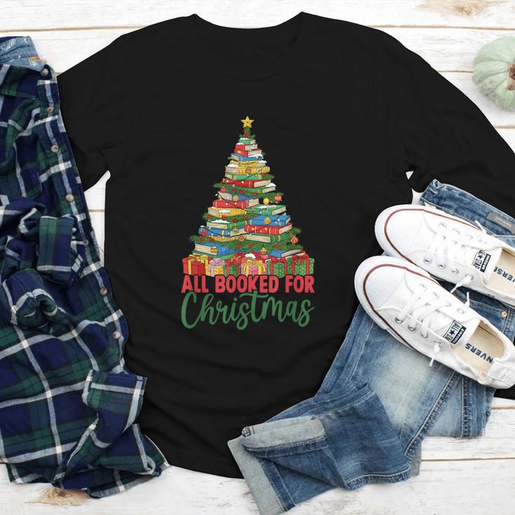 All Booked For Christmas Reading Books Librarian Holiday Youth Long Sleeve Tee