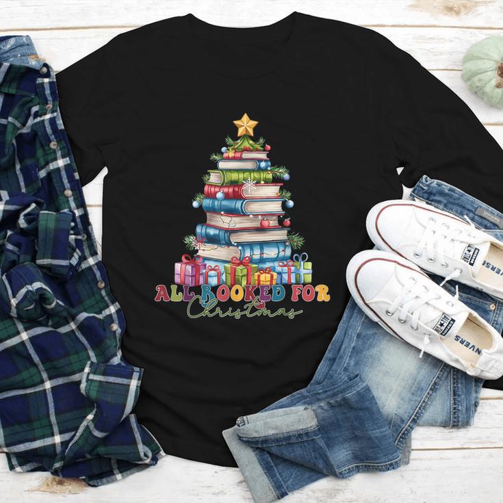 All Booked For Christmas Teacher Reading Student Bookworm Youth Long Sleeve Tee