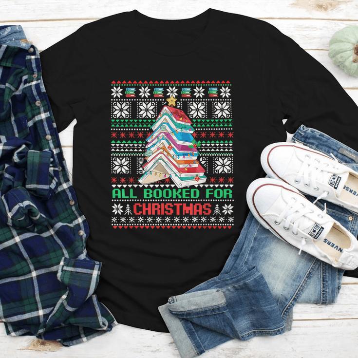 All Booked For Christmas Tree Book Ugly Christmas Sweatshirt Youth Long Sleeve Tee