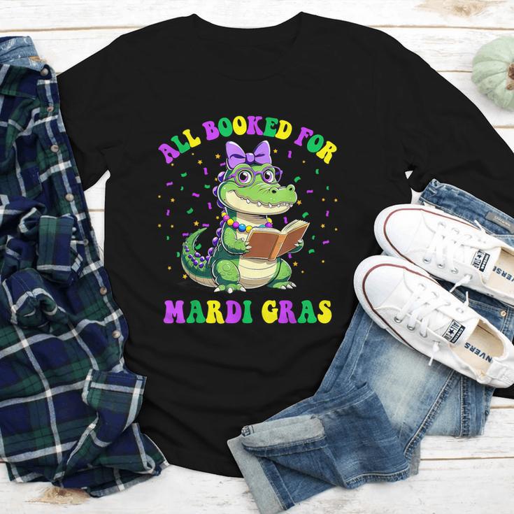 All Booked For Mardi Gras Crocodile Reading Book Teacher Youth Long Sleeve Tee