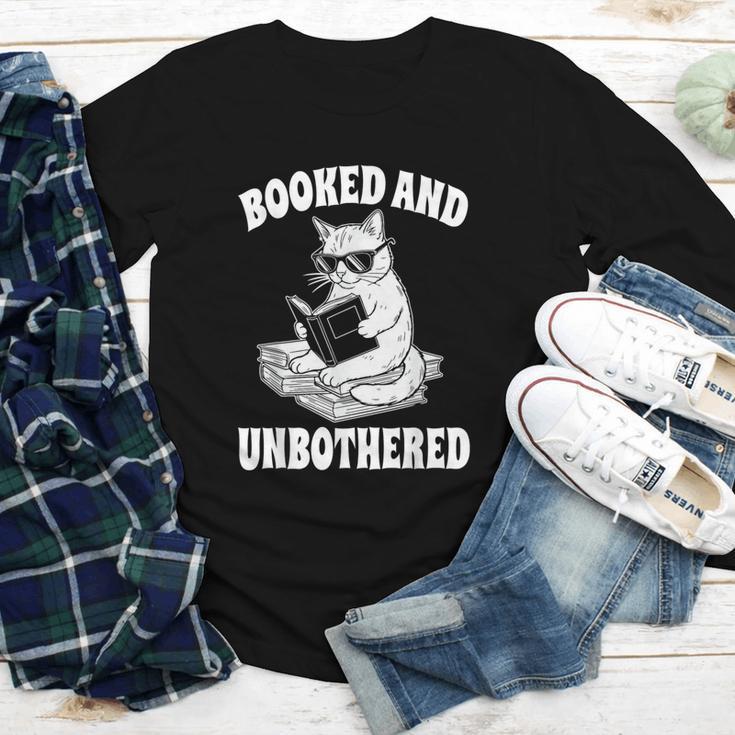 Booked And Unbothered Cat Reading Book Lovers Youth Long Sleeve Tee