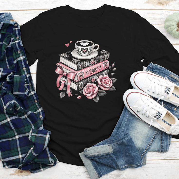 All Booked For Valentine's Coquette Bow Books Teacher Girly Youth Long Sleeve Tee