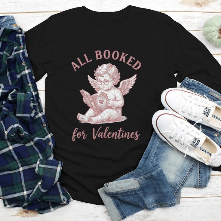All Booked For Valentines Cute Cherub Vintage Book Lover Youth Long Sleeve Tee