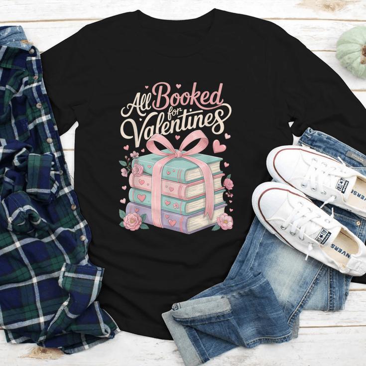 All Booked For Valentines Stacked Books Youth Long Sleeve Tee