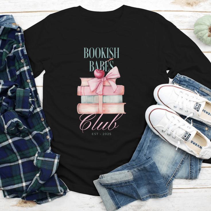 Bookish Babes Club Cute Pink Book Stack With Bow Youth Long Sleeve Tee