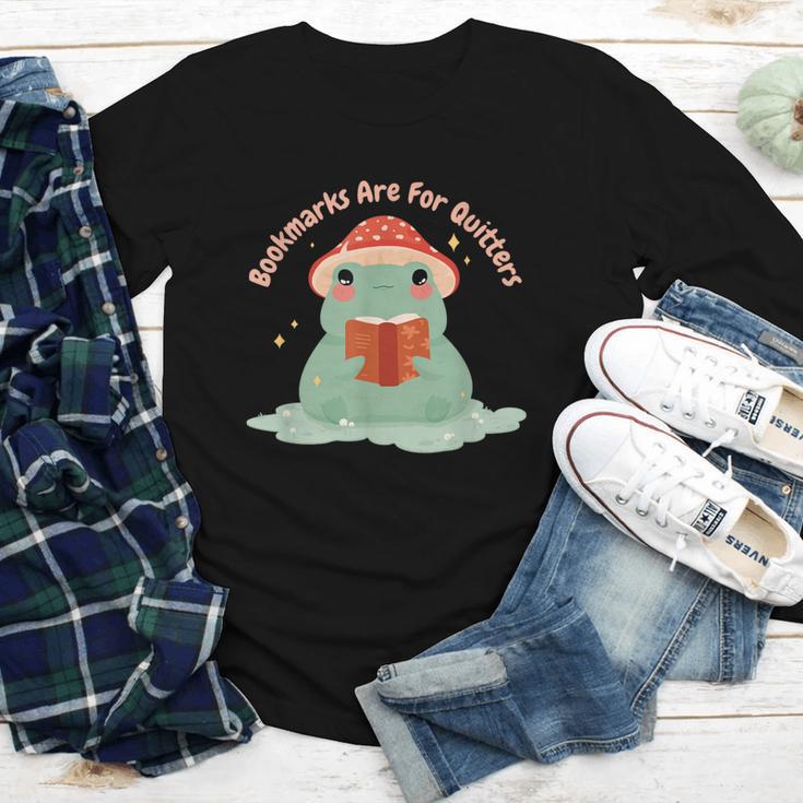 Bookmarks Are For Quitters Frog Reading Book Graphic Youth Long Sleeve Tee Bookmarks Are For Quitters Frog Reading Book Graphic Youth Long Sleeve Tee