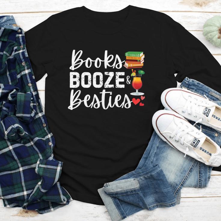 Books Booze And Besties Book Lover Bestie Squad Twinning Youth Long Sleeve Tee