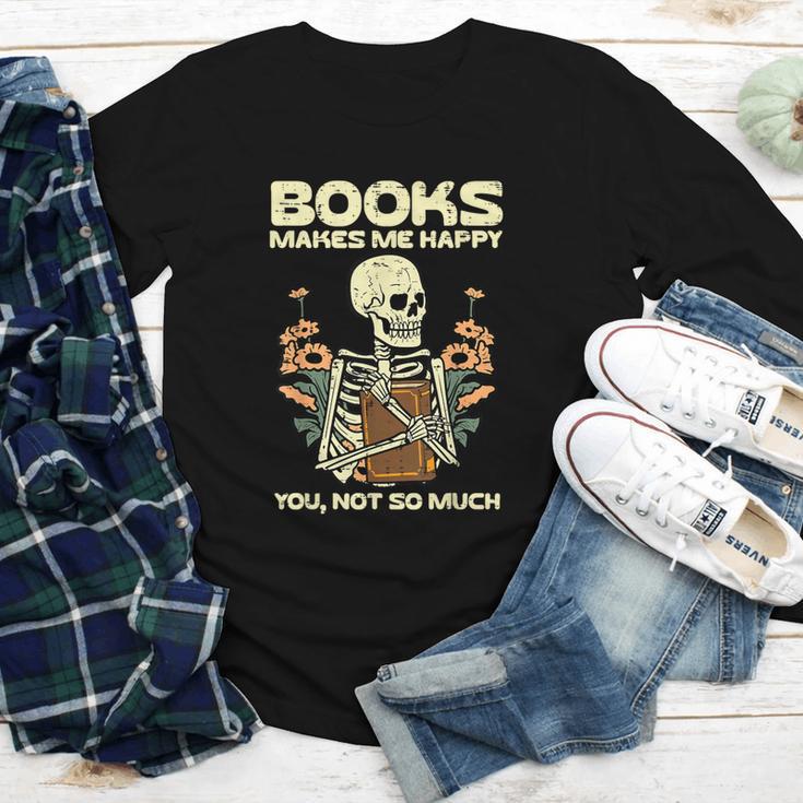 Books Make Me Happy Skeleton Read Reading Librarian Book Youth Long Sleeve Tee Books Make Me Happy Skeleton Read Reading Librarian Book Youth Long Sleeve Tee