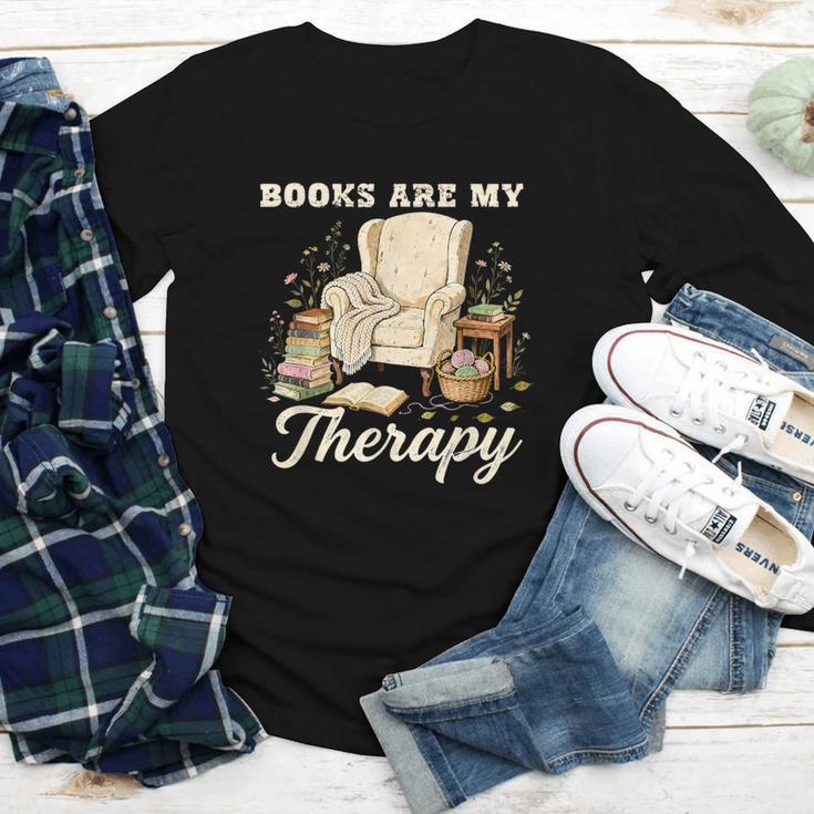 Books Are My Therapy Cozy Reading Chair Artwork Youth Long Sleeve Tee Books Are My Therapy Cozy Reading Chair Artwork Youth Long Sleeve Tee