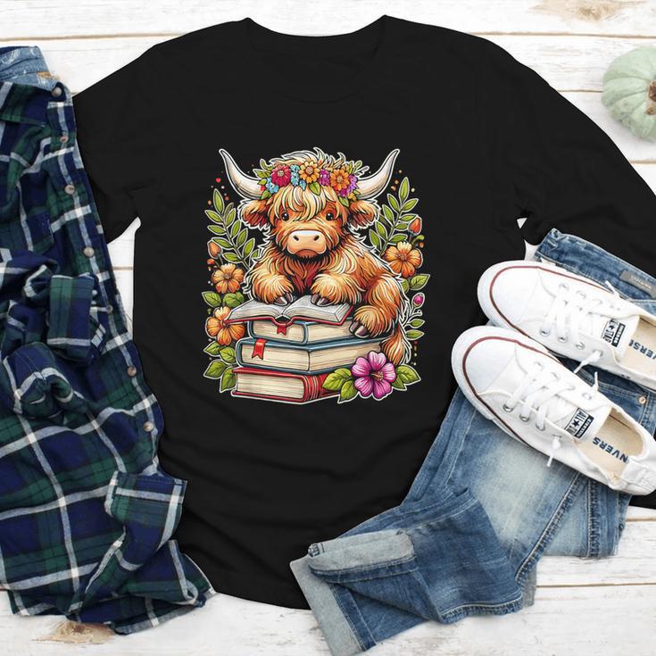 Bookworm Cute Highland Cow Reading Book Youth Long Sleeve Tee