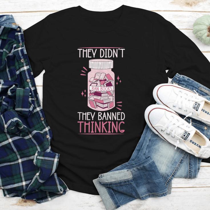 Bookworm Library Banned Book -Adults Short Sleeve Modern Crew Neck Small Straight Imported They Didn't Ban Books They Banned Thinking Youth Long Sleeve Tee
