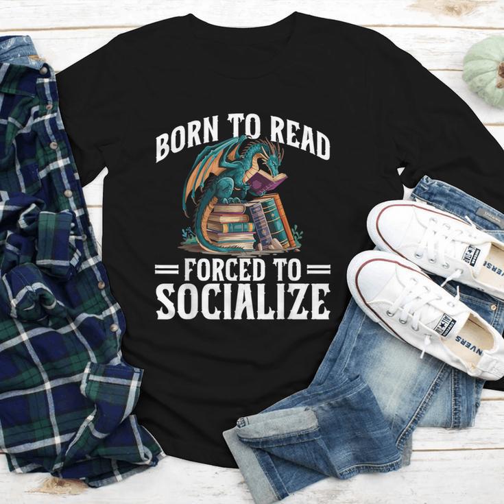 Born To Read Forced To Socialize Dragon Books Reading Youth Long Sleeve Tee Born To Read Forced To Socialize Dragon Books Reading Youth Long Sleeve Tee