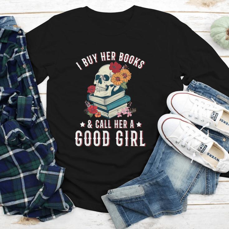 I Buy Her Books Call Her A Good Girl Book Lover Skull Youth Long Sleeve Tee I Buy Her Books Call Her A Good Girl Book Lover Skull Youth Long Sleeve Tee