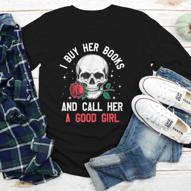 I Buy Her Books And Call Her A Good Girl Skull Rose Bookworm Youth Long Sleeve Tee