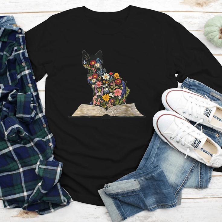 Cat Book Flowers Youth Long Sleeve Tee