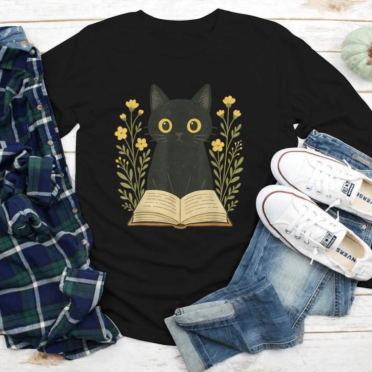 Cat Reading Book Flowers Youth Long Sleeve Tee