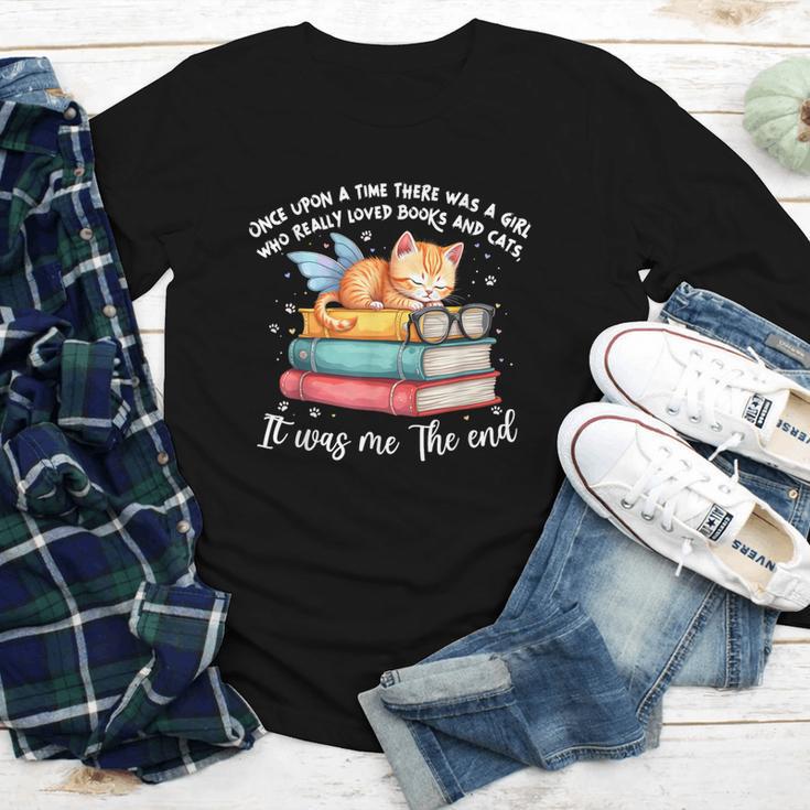 Cats And Books Easily Distracted By Book & Cat Lover Men Women Kids Youth Long Sleeve Tee