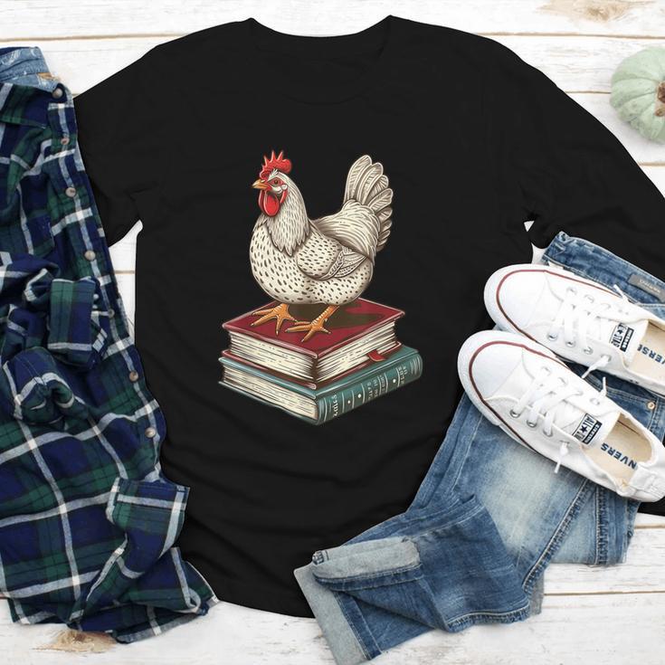 Chicken Books Back To School First Day Of School Boys Girls Youth Long Sleeve Tee